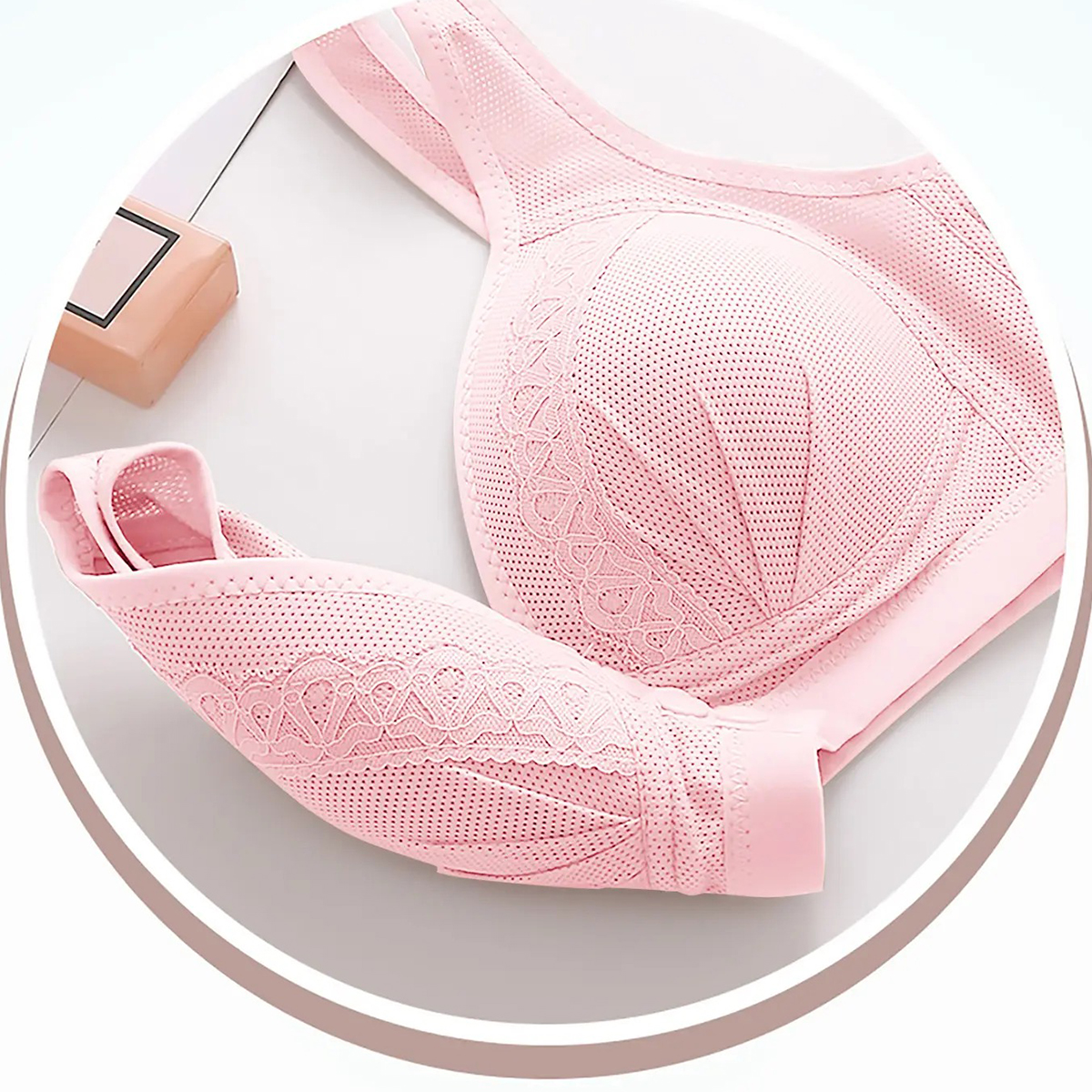 Front-Button Lace-Trim Wide-Strap Posture-Correcting Support Bra（It is advisable to purchase one size larger）