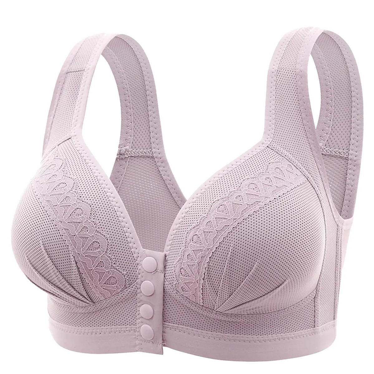Front-Button Lace-Trim Wide-Strap Posture-Correcting Support Bra（It is advisable to purchase one size larger）