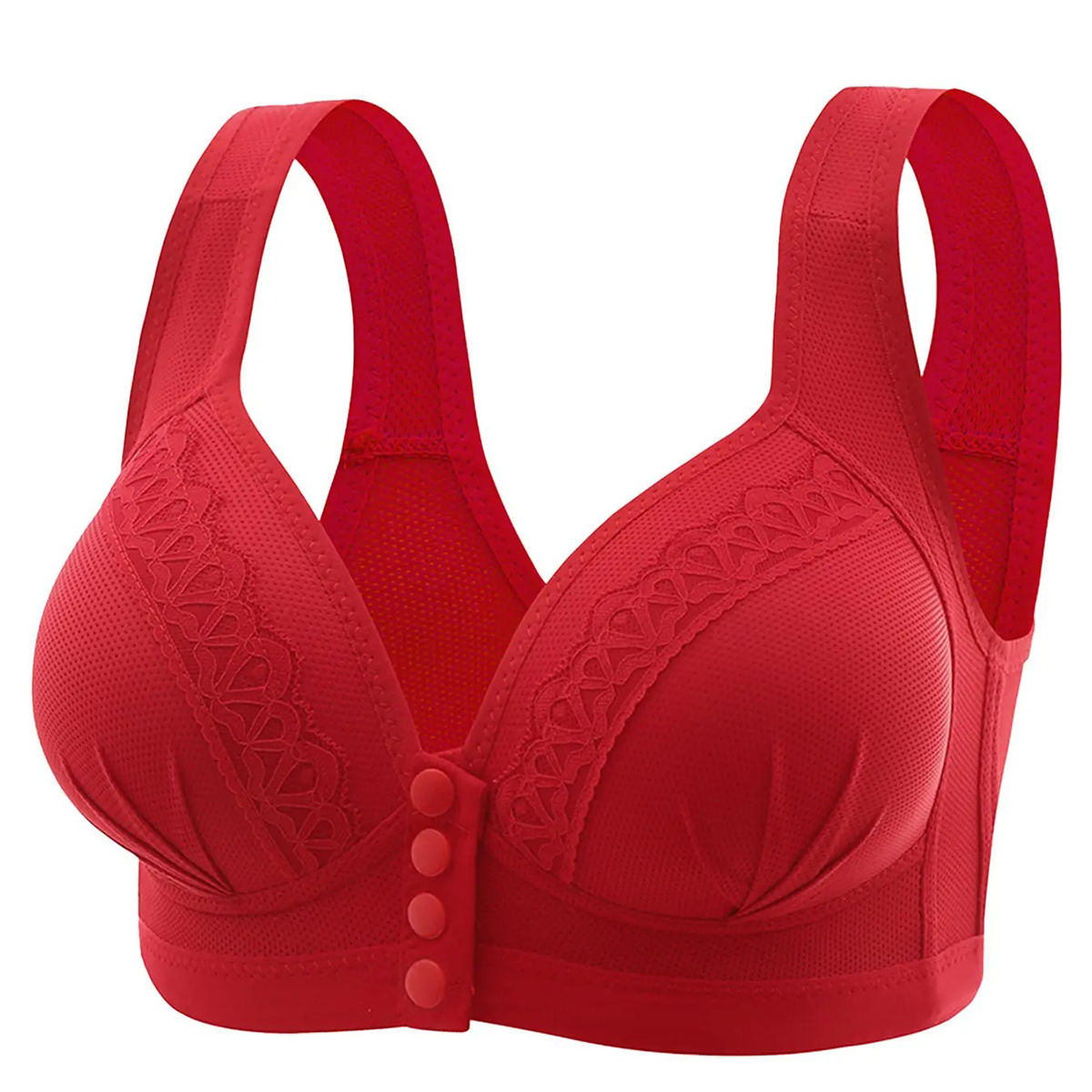 Front-Button Lace-Trim Wide-Strap Posture-Correcting Support Bra（It is advisable to purchase one size larger）