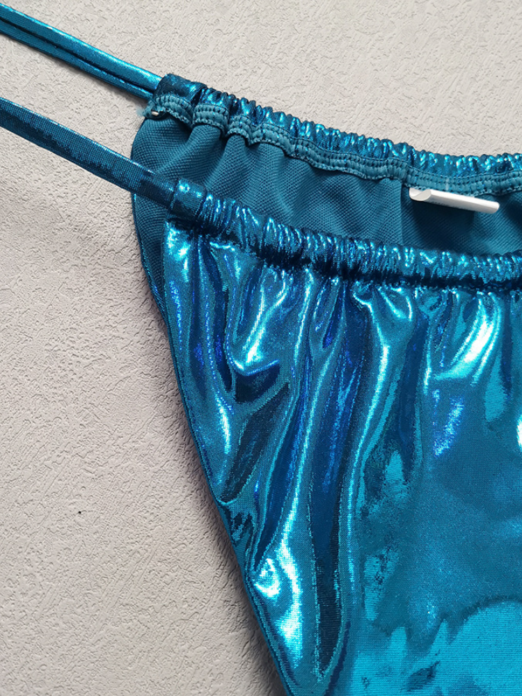 Metallic Bandeau Bikini with Starfish Hardware & Tie-Side Bottoms
