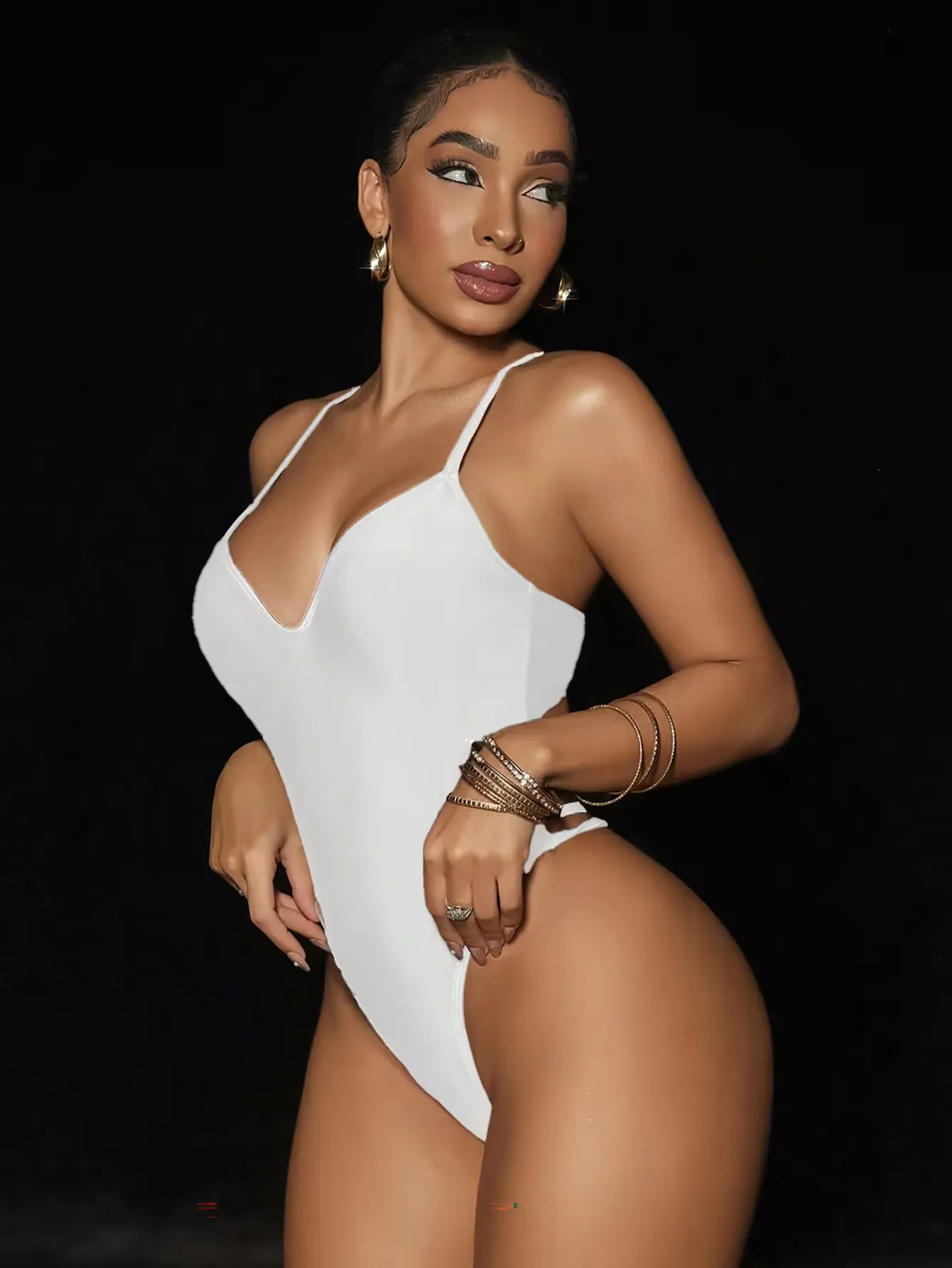 Deep V-Neck Backless One-Piece Swimsuit