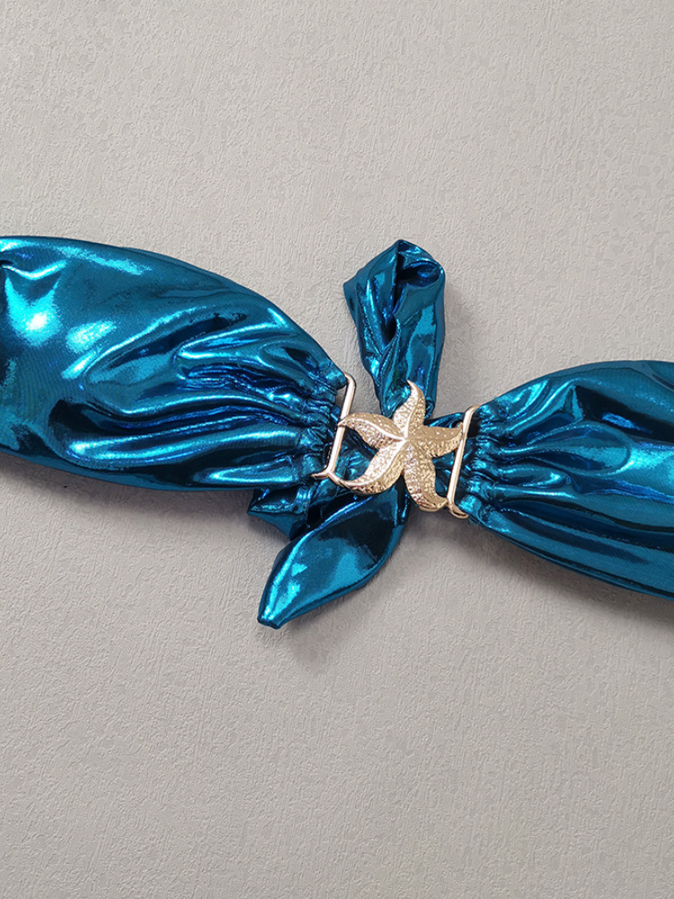Metallic Bandeau Bikini with Starfish Hardware & Tie-Side Bottoms