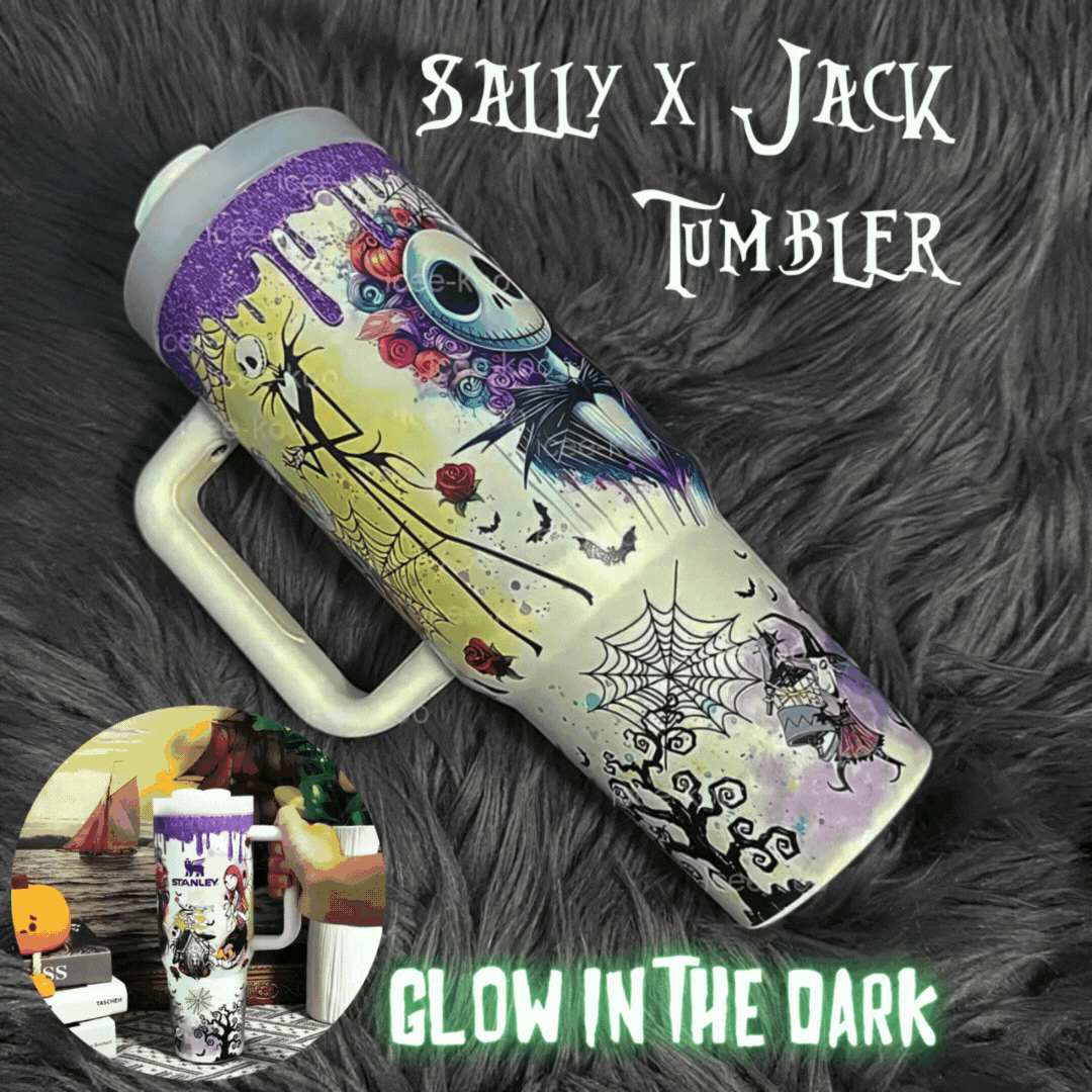 💥 2025 MEGA SALE OFF ️🔥Glow-in-the-dark Sally x Jack Skellington 40oz Tumbler
