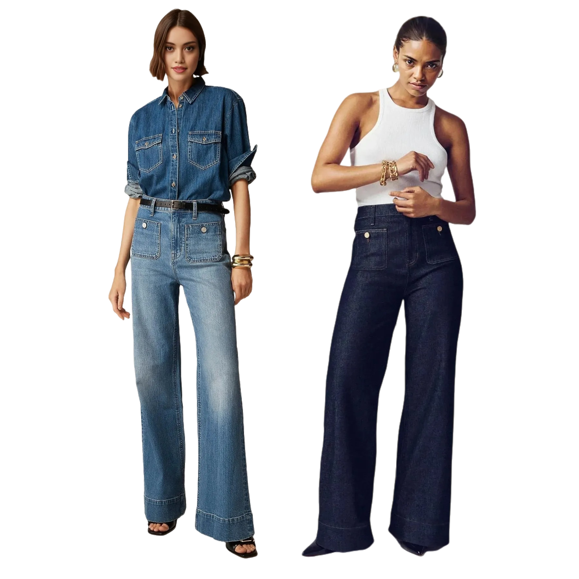 Tummy Control Sailor Wide Leg Trouser (Buy 2 Free Shipping)