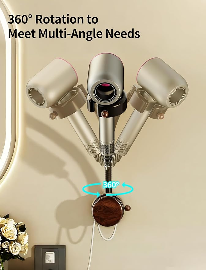 Adjustable Hair Dryer Stand with Storage