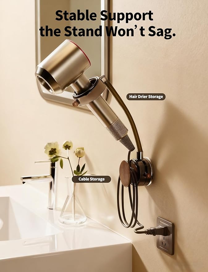 Adjustable Hair Dryer Stand with Storage