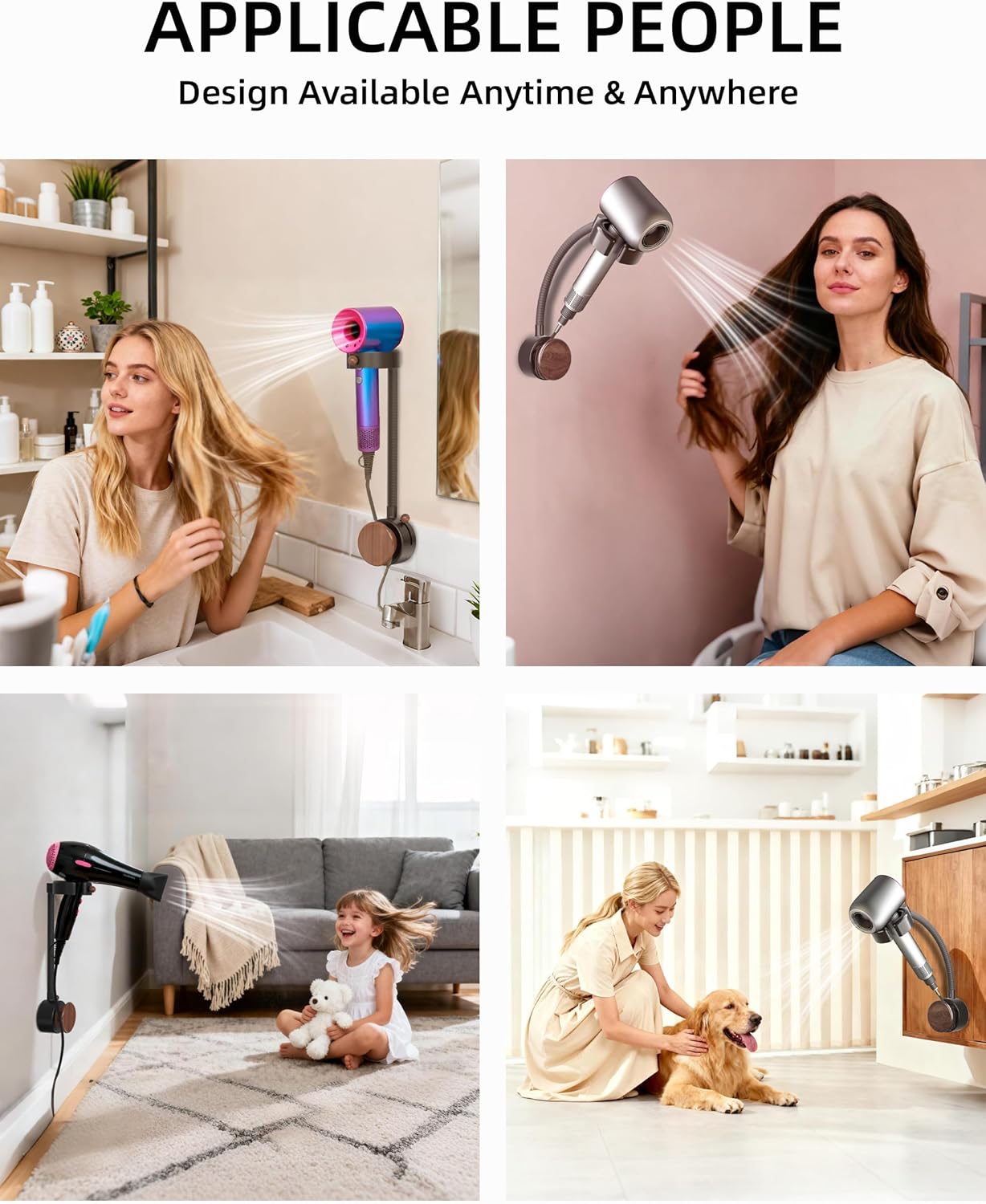 Adjustable Hair Dryer Stand with Storage
