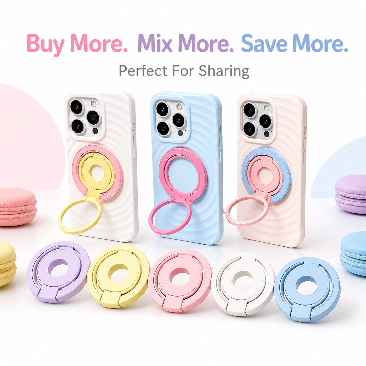 Pastello Macaron Grip - Magnetic Phone Ring & Stand