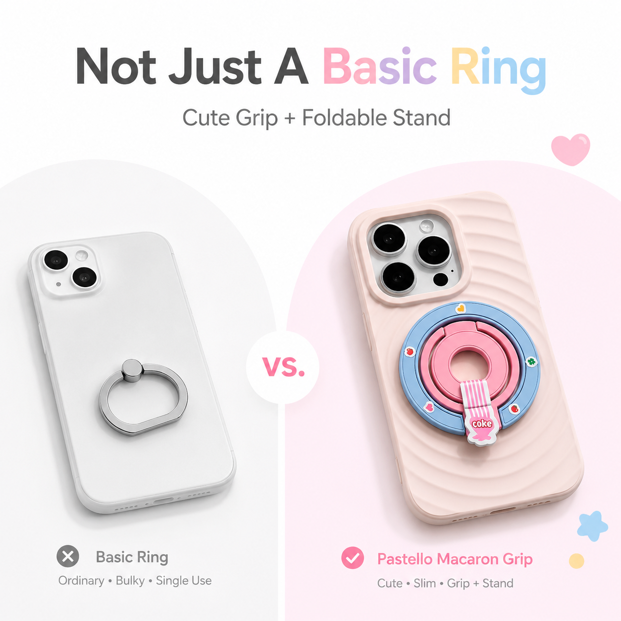 Pastello Macaron Grip - Magnetic Phone Ring & Stand