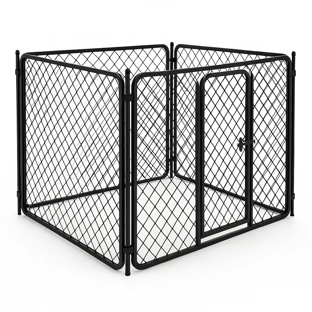 Metalowy kojec dla zwierząt z drzwiami Czarny 100x100x80 cm