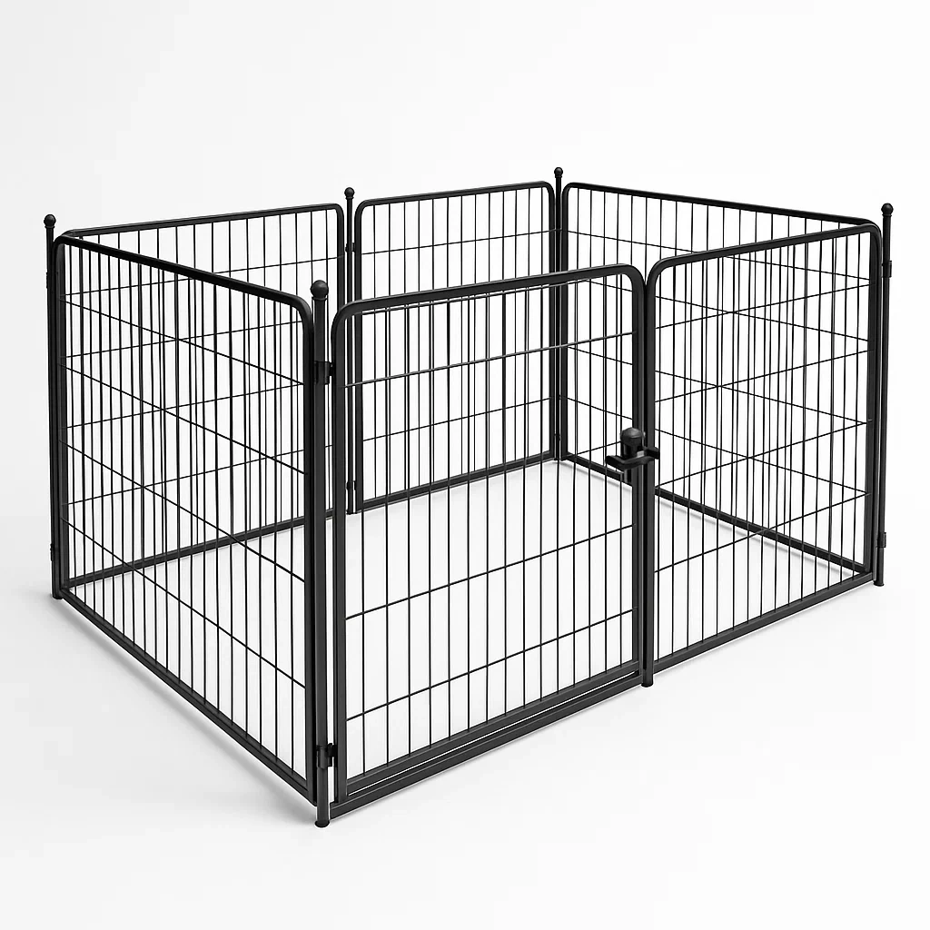 Czarny metalowy kojec dla zwierząt 122x122x76 cm