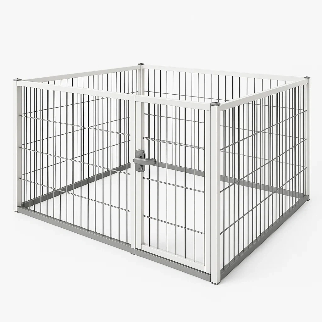 Metalowy kojec dla psa biały/szary
