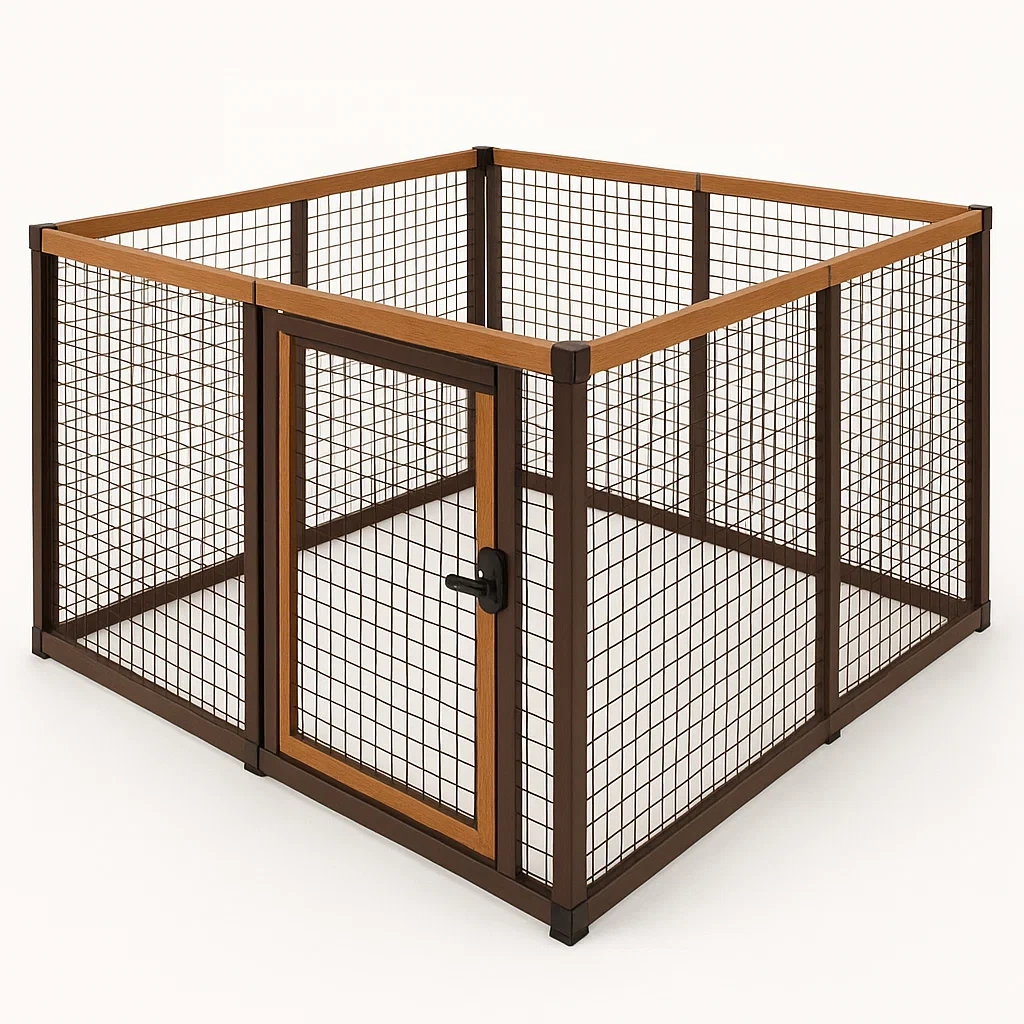 Kojec metalowy z siatką aluminiową 122x122x91 cm Brązowy