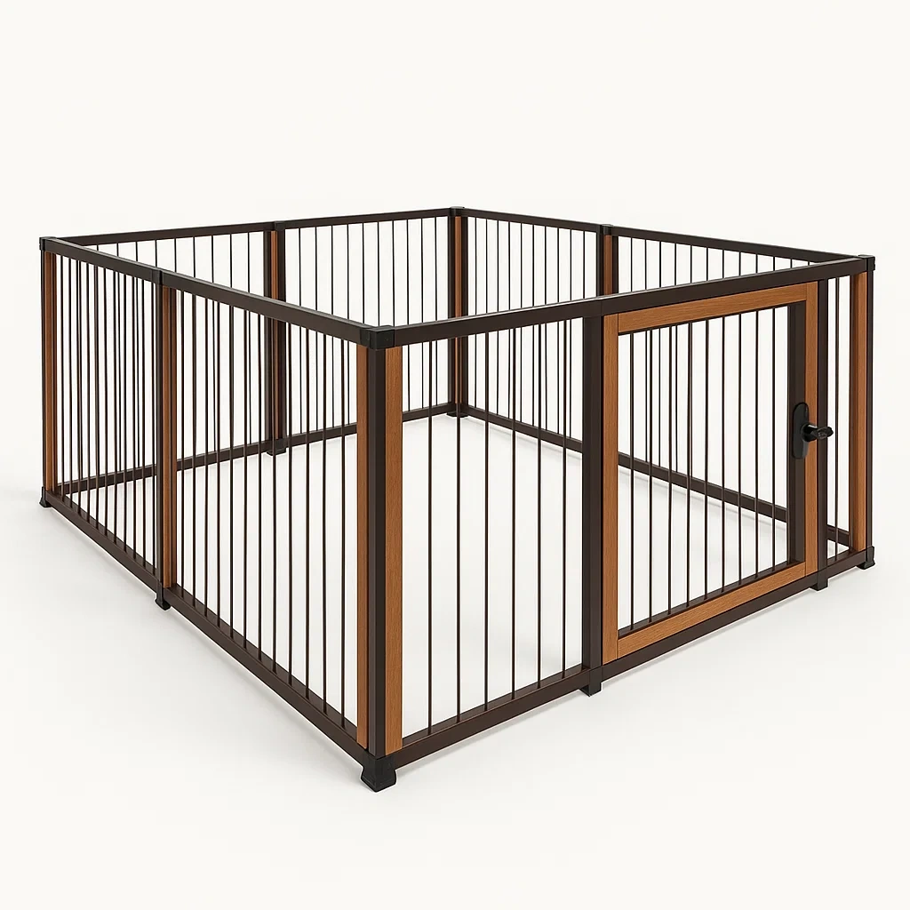 Kojec metalowy z drewnianymi panelami 150x150x100 cm