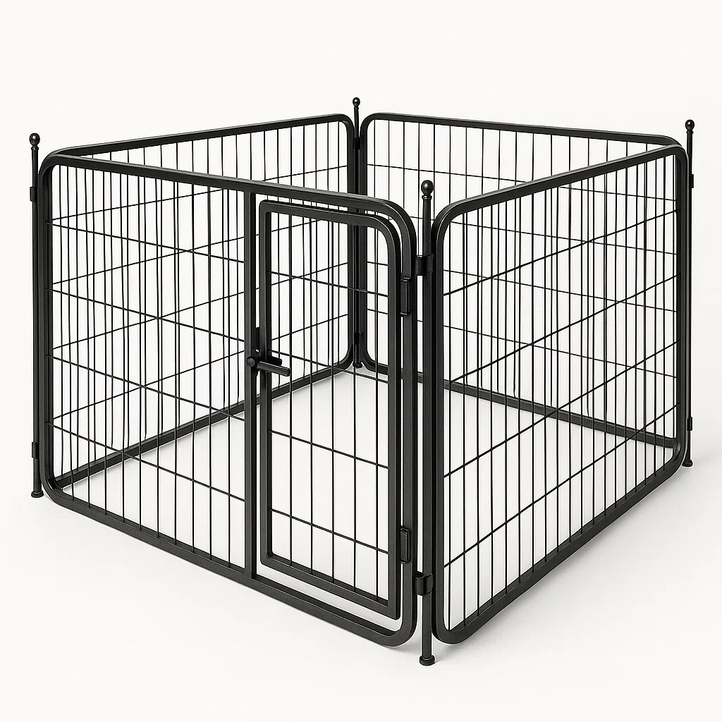Metalowy kojec dla zwierząt z drzwiczkami 125x125x70 cm Czarny