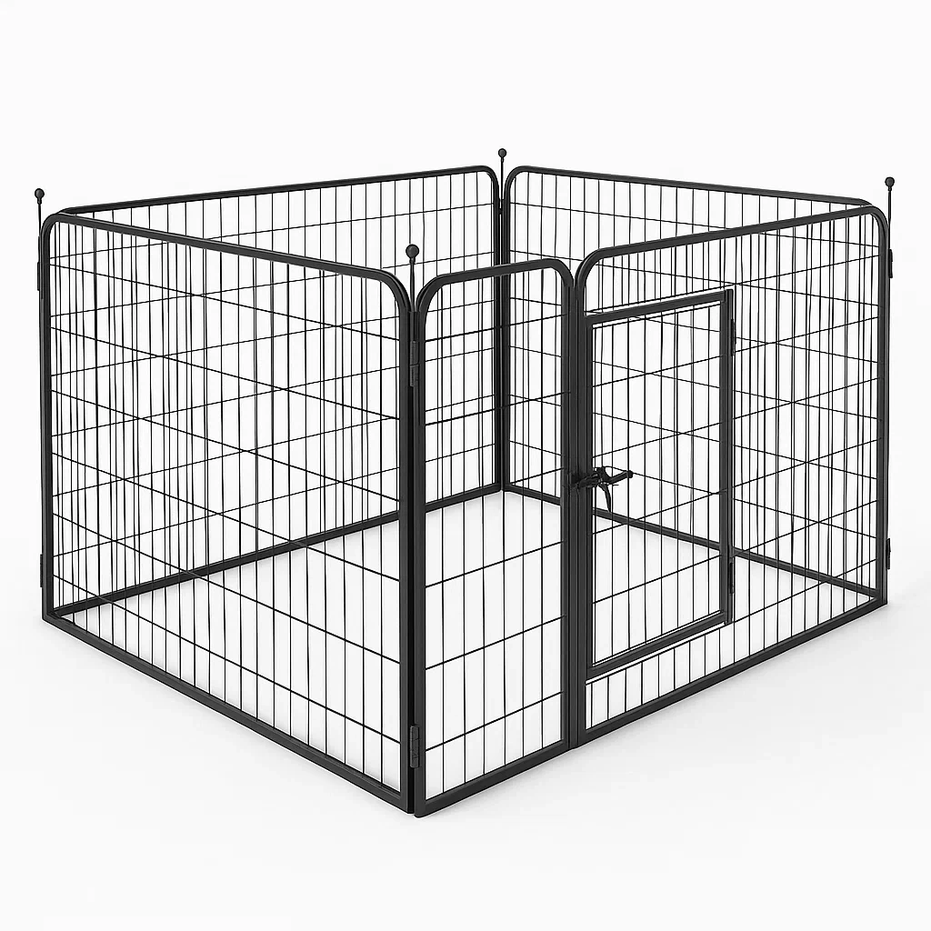 Metalowy kojec dla psa ze stalowym wykończeniem 125x125x100 cm Czarny