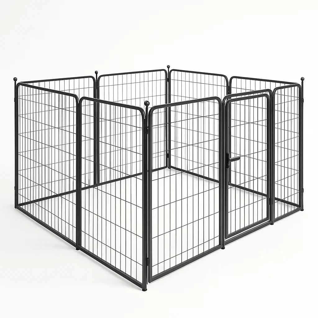 Metalowy kojec dla zwierząt, czarny, stal 125x125x70 cm