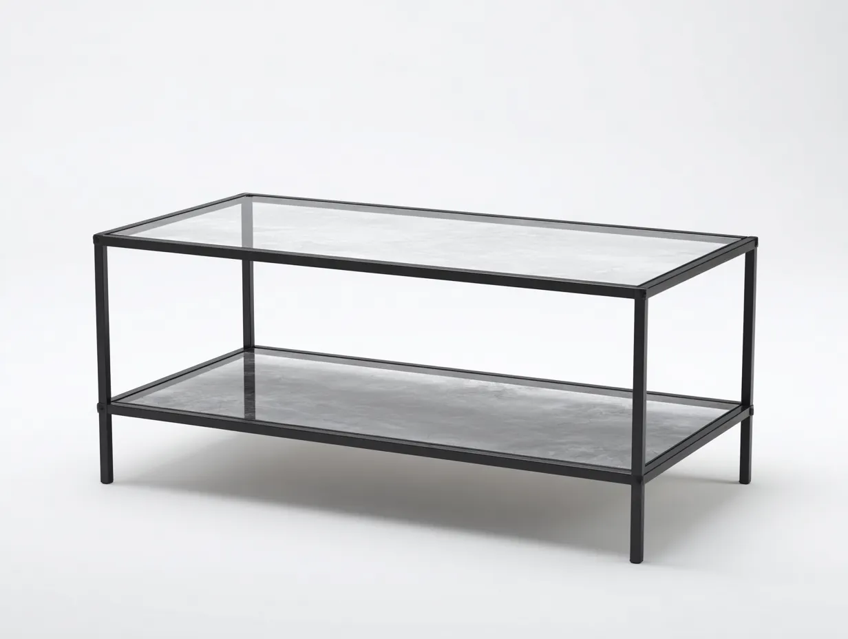Couchtisch Glas 115x55x46 cm - schwarz und grau - rechteckiger Wohnzimmertisch