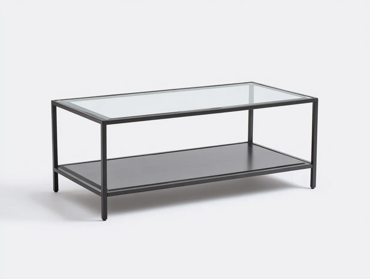 Couchtisch Glas 110x54x44 cm - schwarz und klar - Wohnzimmertisch mit dunkler Ablage