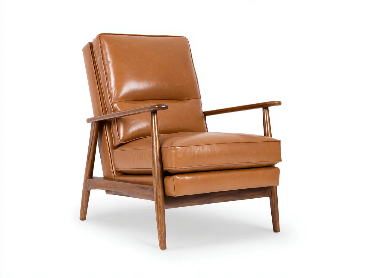 Loungesessel Lederbezug 80x86x95 cm - Hellbraun und Mittelbraun - für Wohnzimmer mit weich geneigter Lehne