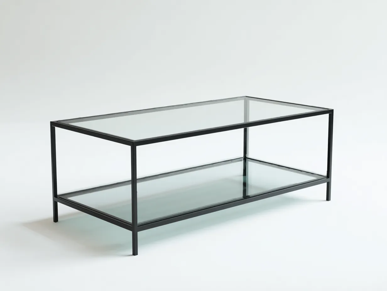 Couchtisch Glas 112x52x44 cm - schwarz und rauchgrau - moderner Sofatisch