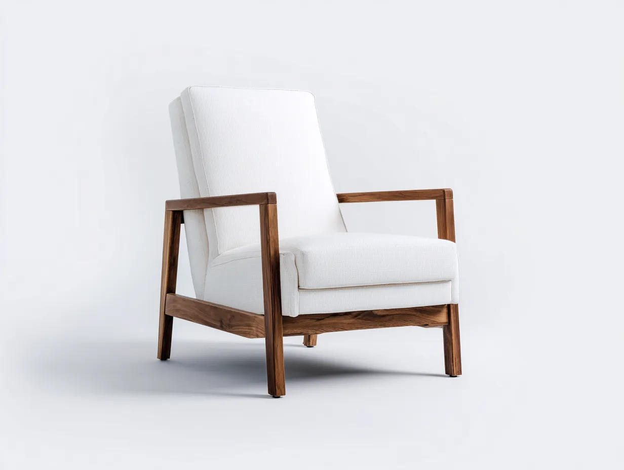 Loungesessel Holzrahmen 72x82x88 cm - naturweiß und walnussbraun - für Wohnzimmer