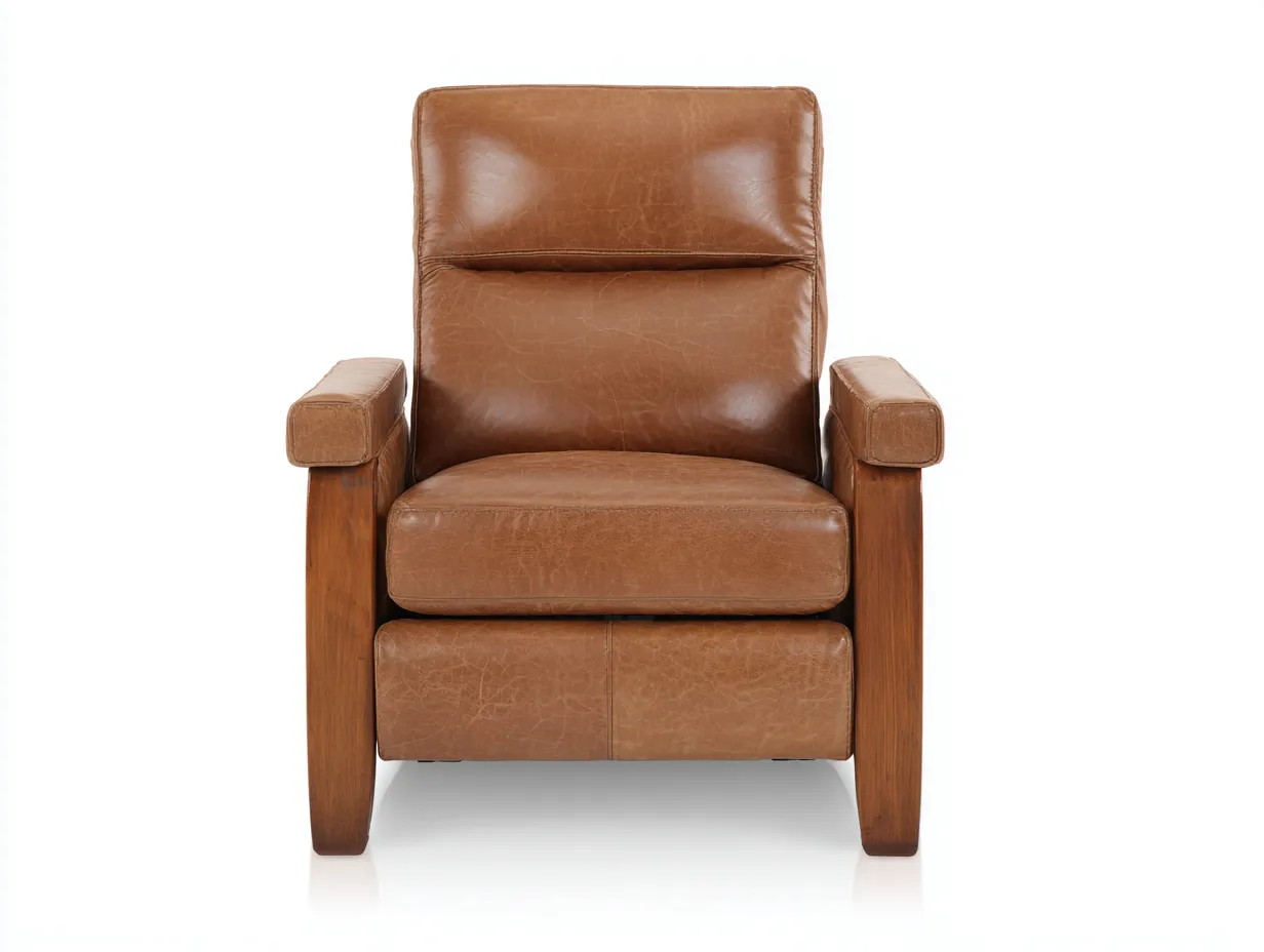 Loungesessel gepolstert 78x85x94 cm - cognacbraun und holzbraun - hohe Rückenlehne für Wohnzimmer