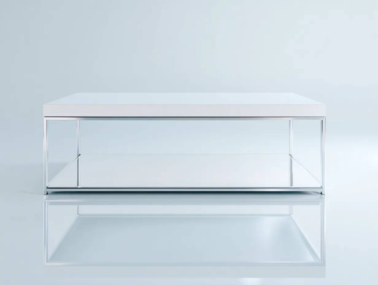 Couchtisch rechteckig 120x60x42 cm - weiß und chrom - mit Glasablage für Wohnzimmer