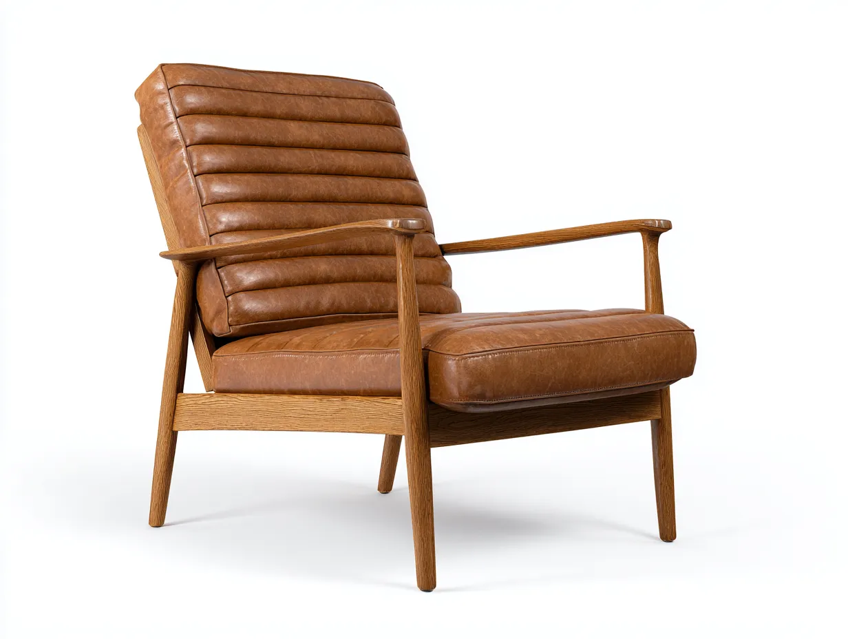 Loungesessel Lederbezug 77x83x93 cm - Cognacbraun und Dunkelbraun - für Wohnzimmer mit schlanker Armlehne