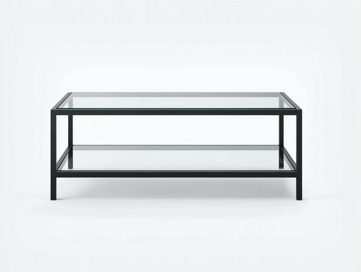 Couchtisch Glas 114x52x45 cm - schwarz und transparent - geradliniger Ablagetisch