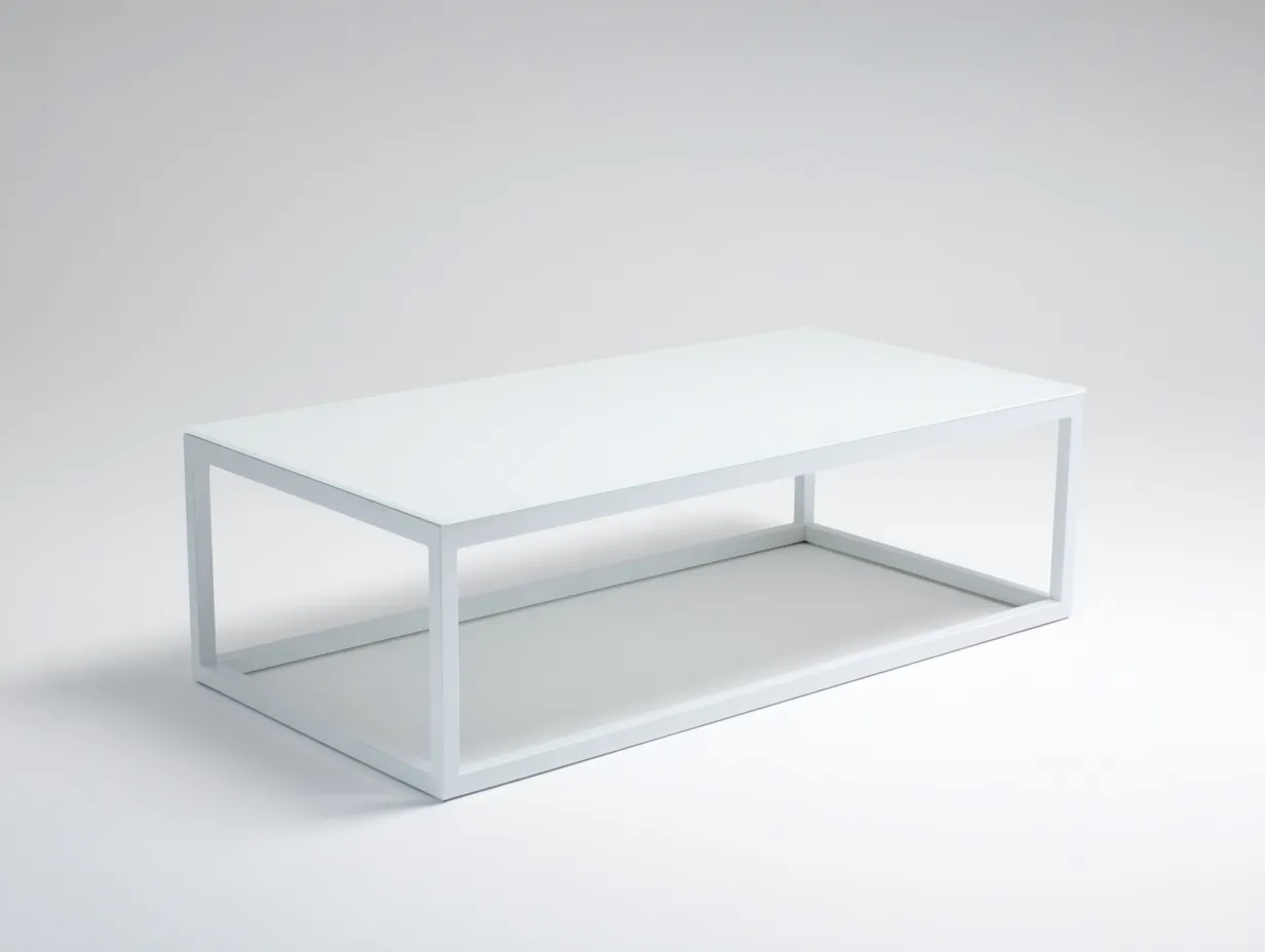 Couchtisch rechteckig 115x55x40 cm - weiß und silber - offenes Gestell für Wohnzimmer