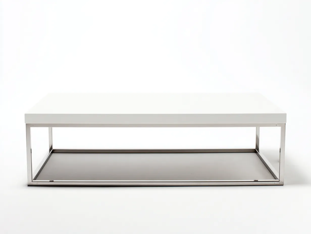 Couchtisch rechteckig 125x65x43 cm - weiß und chrom - klare Linien für Wohnzimmer