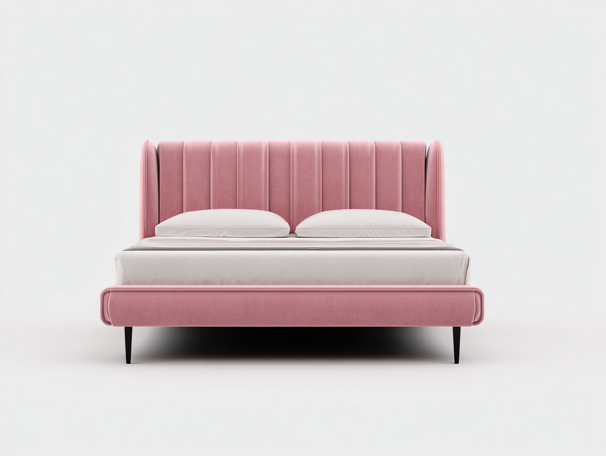 Letto matrimoniale imbottito 210x170x115 cm - rosa - stile moderno per camera-Zalenvastudio