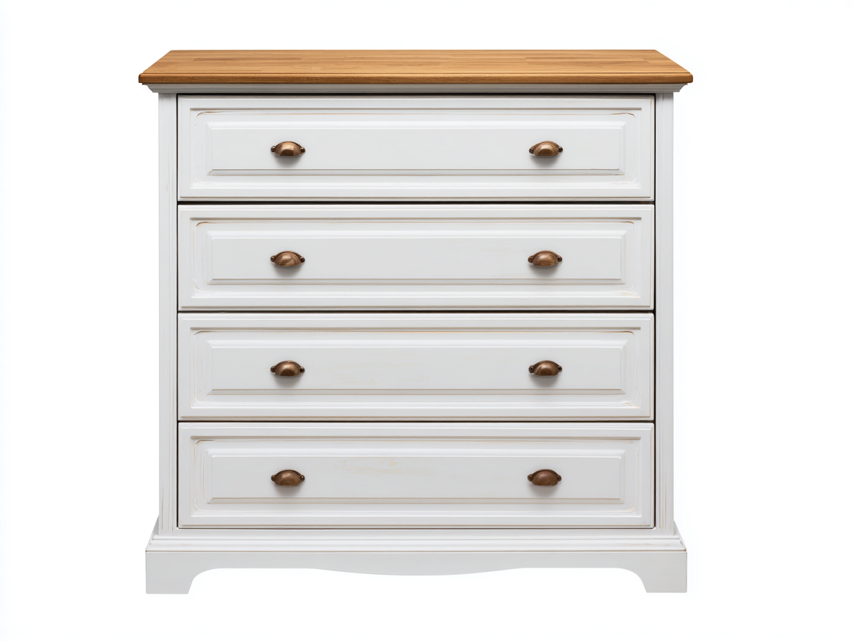 Cassettiera in legno 95x45x92 cm - bianco e marrone - stile classico per camera-Zalenvastudio