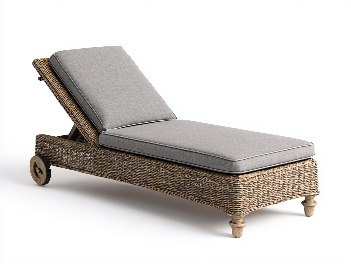Lettino prendisole in rattan per esterni 200x75x82 cm - grigio e naturale - design reclinabile - adatto al giardino-Zalenvastudio