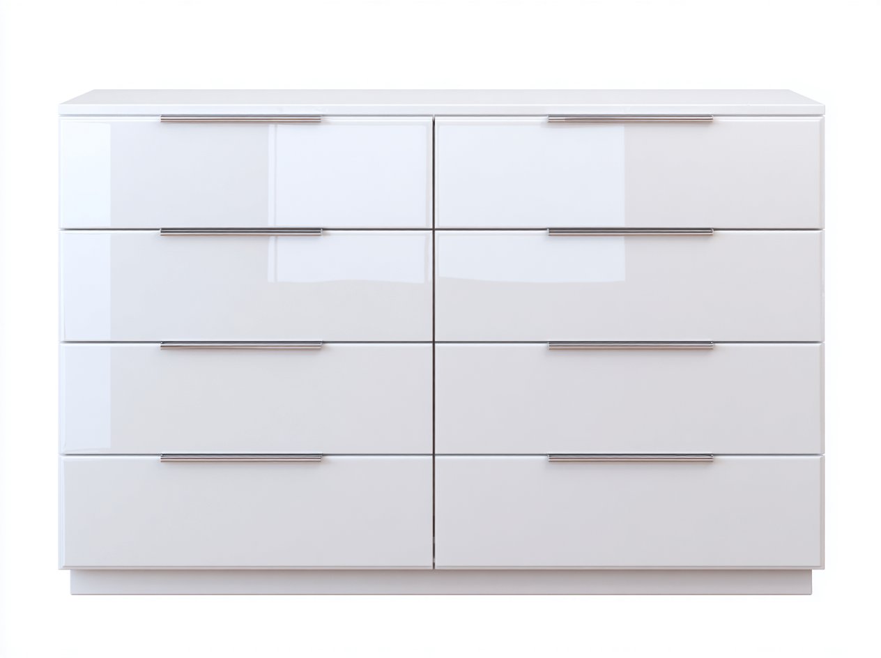 Cassettiera laccata per camera 120x40x78 cm - bianco lucido - design moderno-Zalenvastudio
