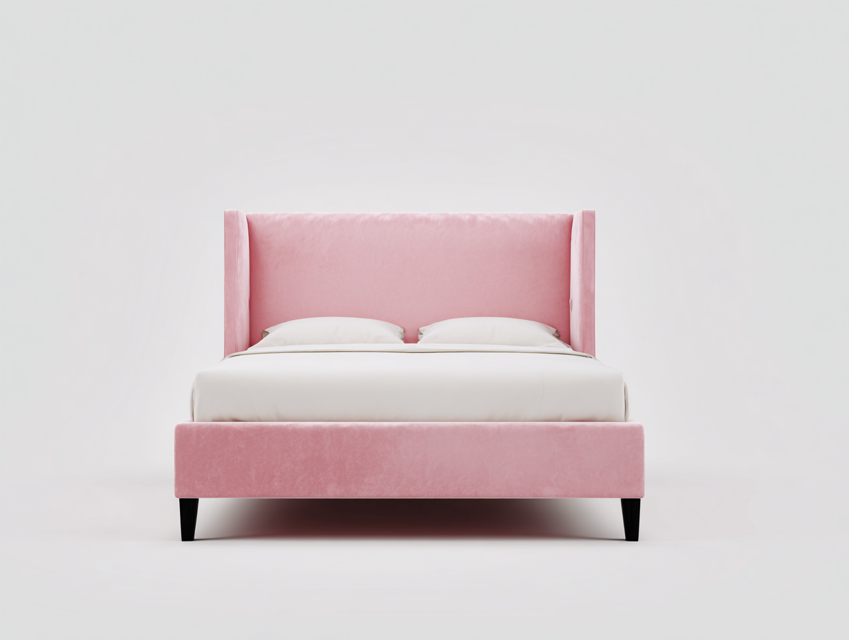 Letto matrimoniale imbottito 210x175x120 cm - rosa - stile moderno per camera-Zalenvastudio