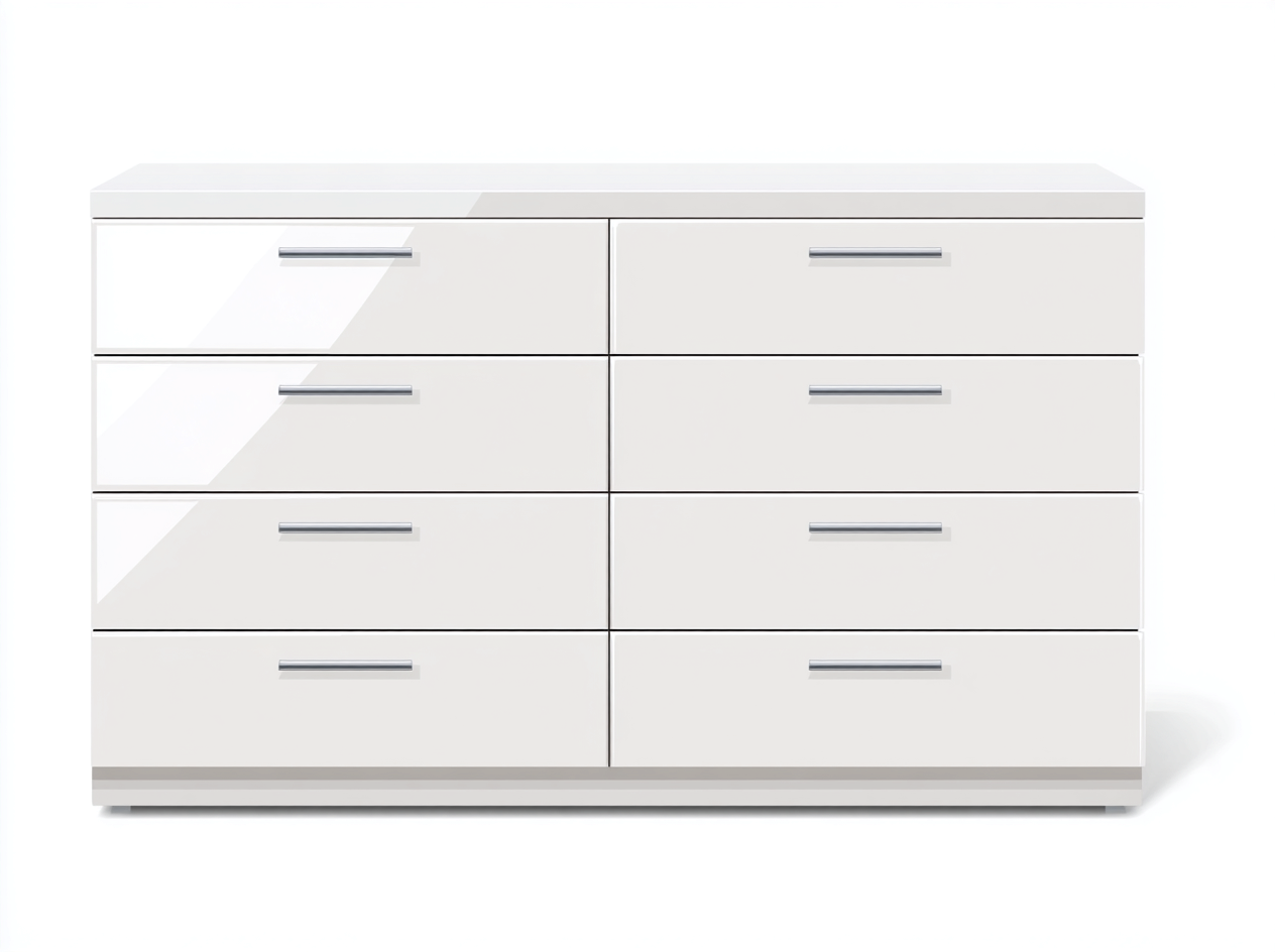 Cassettiera in legno lucido 140x45x82 cm - bianco - stile moderno per camera-Zalenvastudio