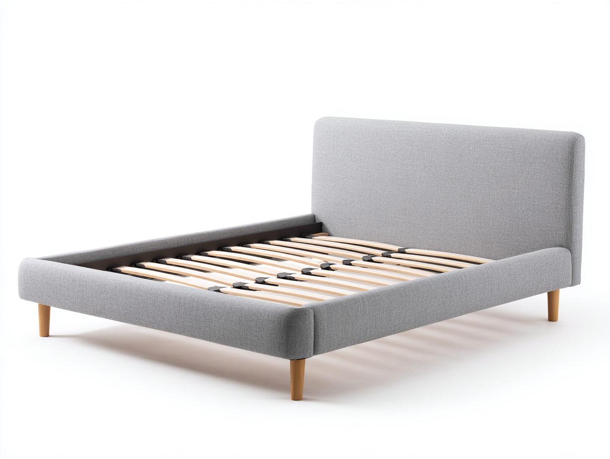 Letto matrimoniale imbottito 214x176x102 cm - grigio chiaro - stile moderno per camera-Zalenvastudio