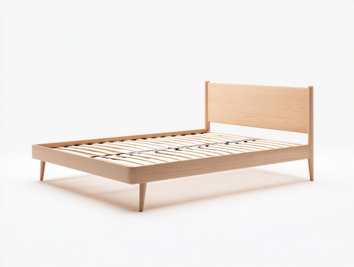 Letto matrimoniale in legno 210x170x92 cm - rovere chiaro - stile nordico per camera-Zalenvastudio