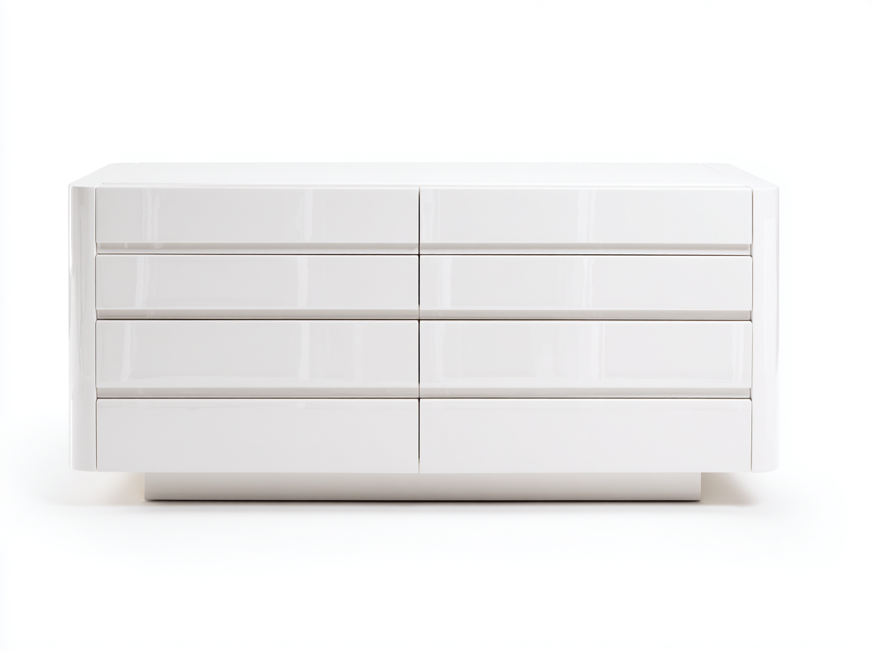 Cassettiera laccata per camera 120x40x76 cm - bianco lucido - design moderno-Zalenvastudio
