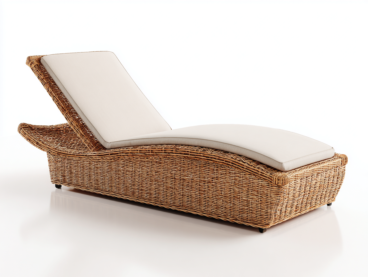 Lettino prendisole in rattan per esterni 200x75x85 cm - naturale e beige - design reclinabile - adatto al giardino-Zalenvastudio