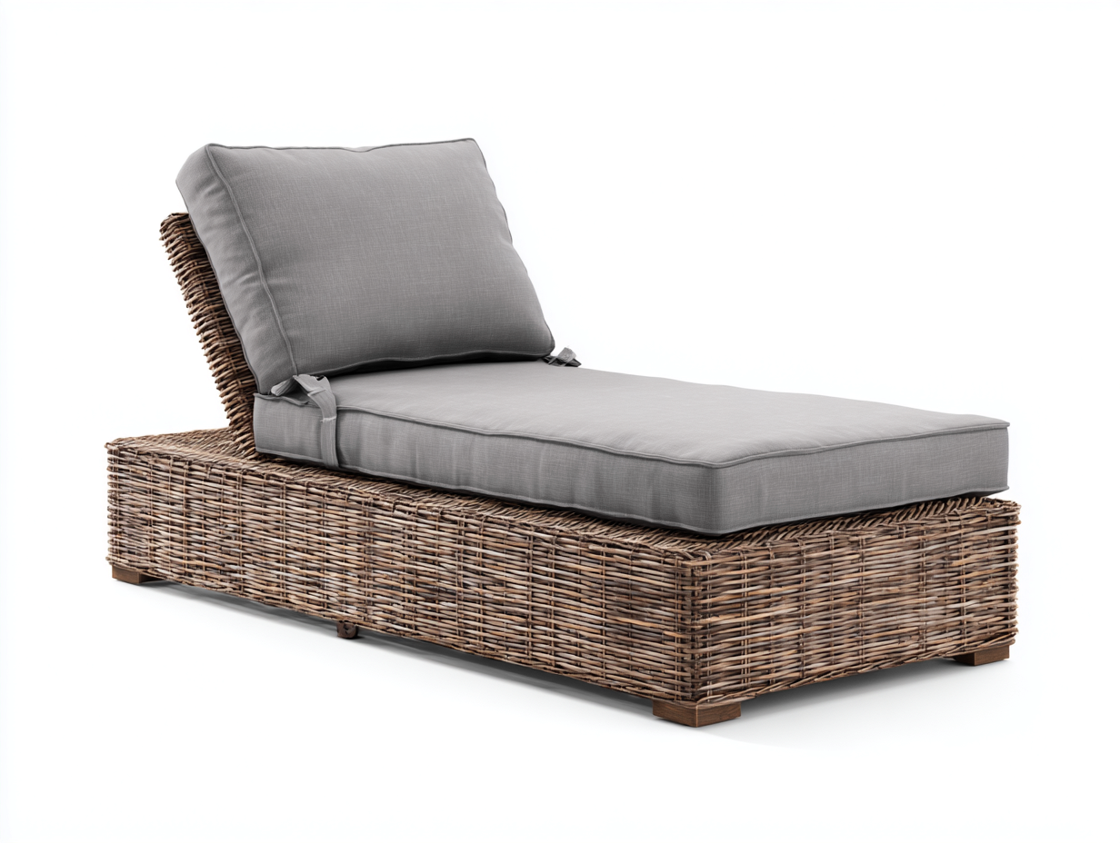 Lettino prendisole in rattan per esterni 200x75x82 cm - grigio e naturale - design reclinabile - adatto al giardino-Zalenvastudio