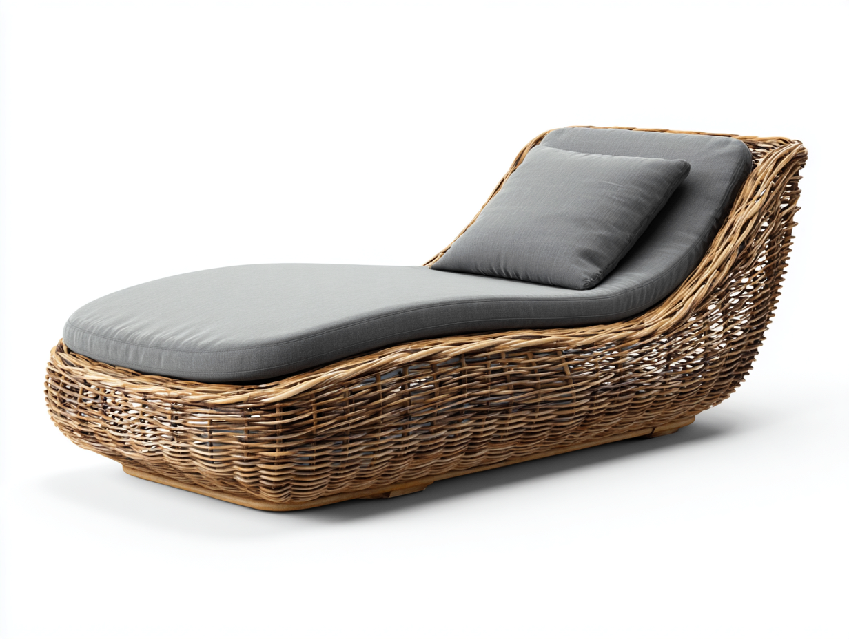 Lettino prendisole in rattan per esterni 200x75x82 cm - grigio e naturale - design reclinabile - adatto al giardino-Zalenvastudio