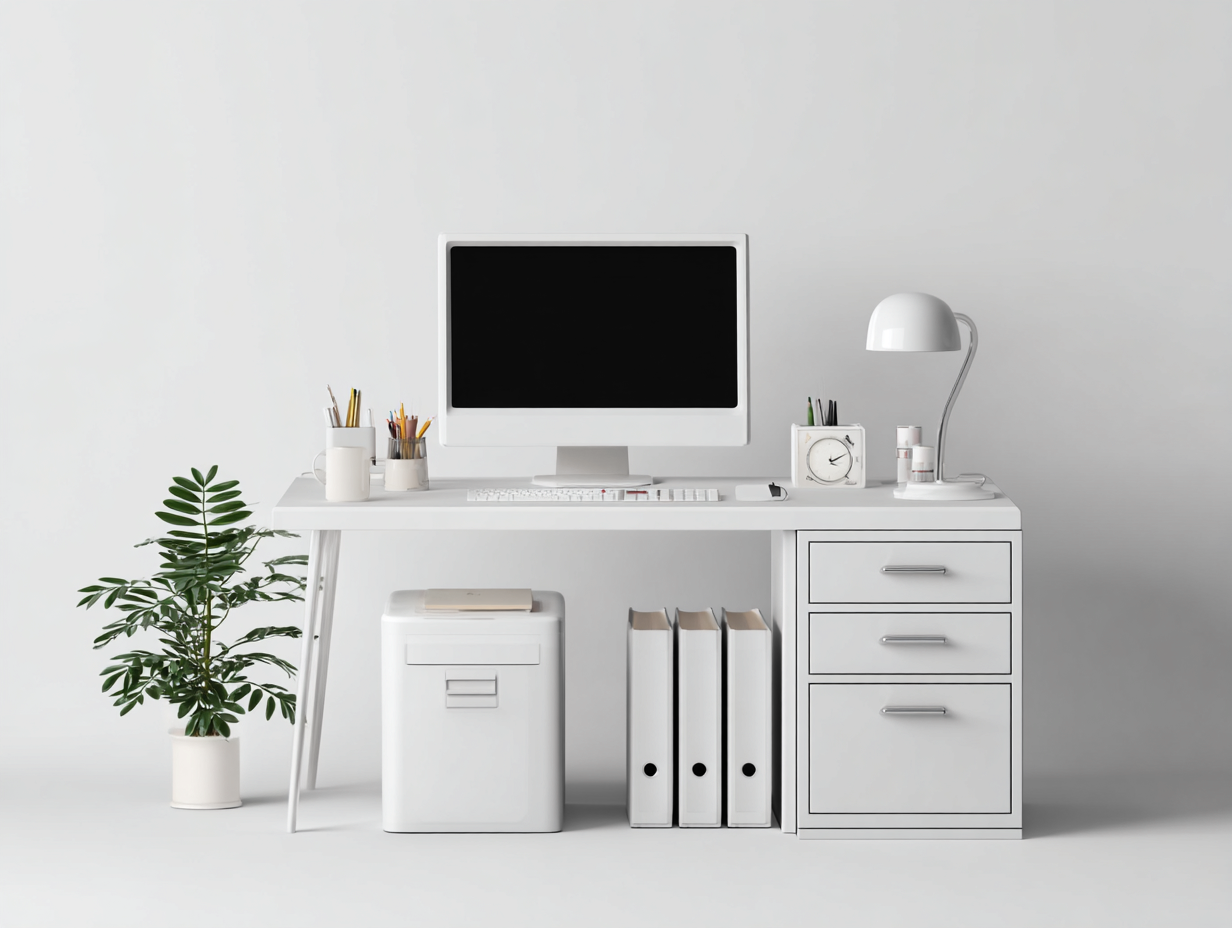 Scrivania con cassettiera 140x60x78 cm - bianco - stile moderno per ufficio-Zalenvastudio