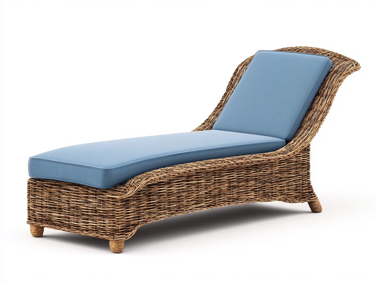 Lettino prendisole in rattan per esterni 200x75x85 cm - blu e naturale - design reclinabile - adatto al giardino-Zalenvastudio