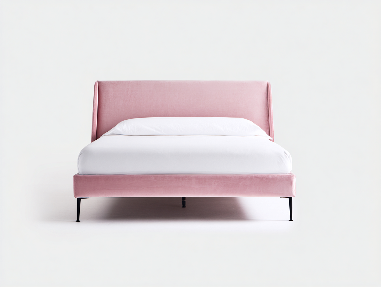 Letto matrimoniale imbottito 212x178x115 cm - rosa - stile contemporaneo per camera-Zalenvastudio