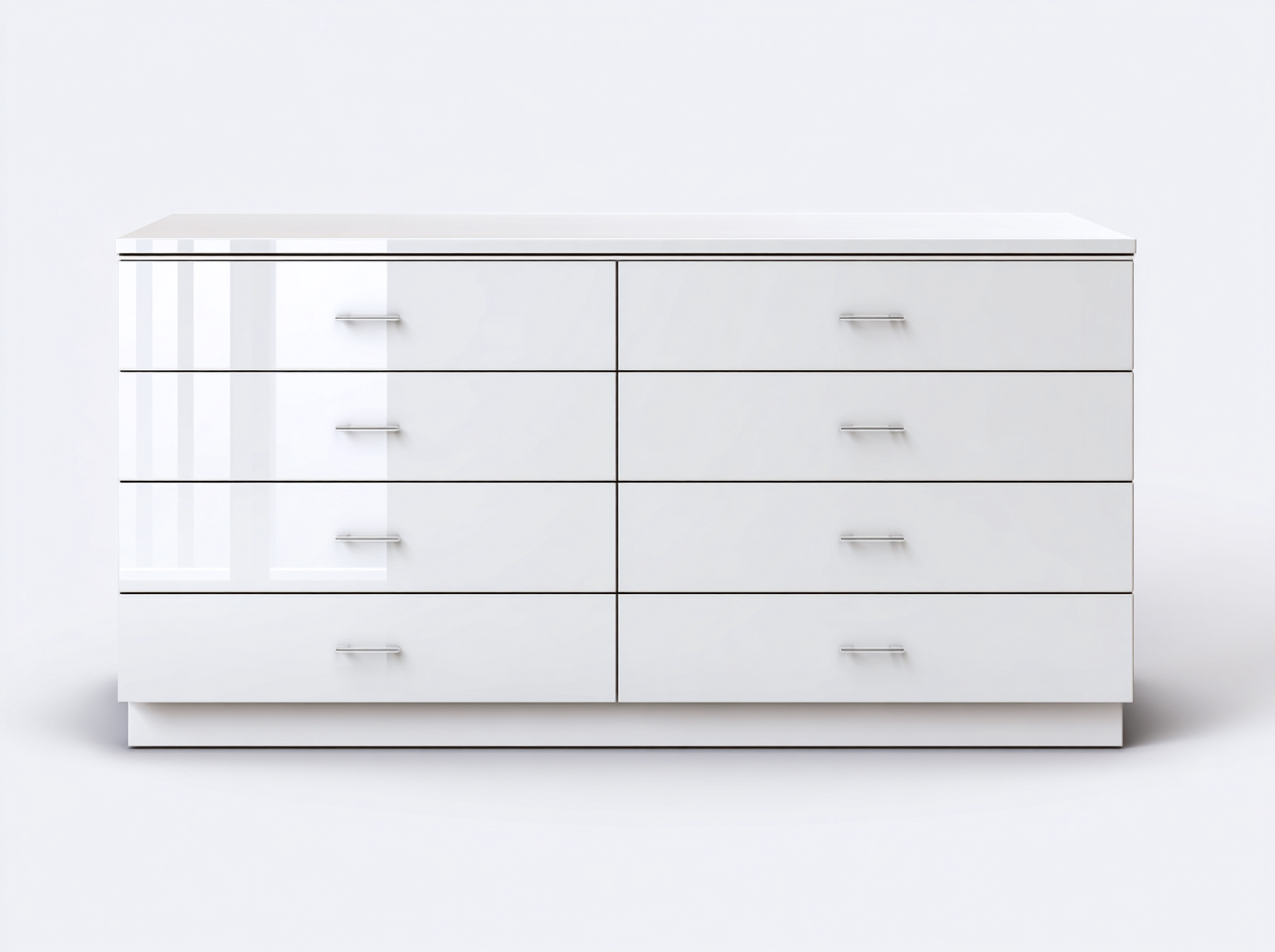 Cassettiera laccata per camera 120x40x78 cm - bianco lucido - design moderno-Zalenvastudio