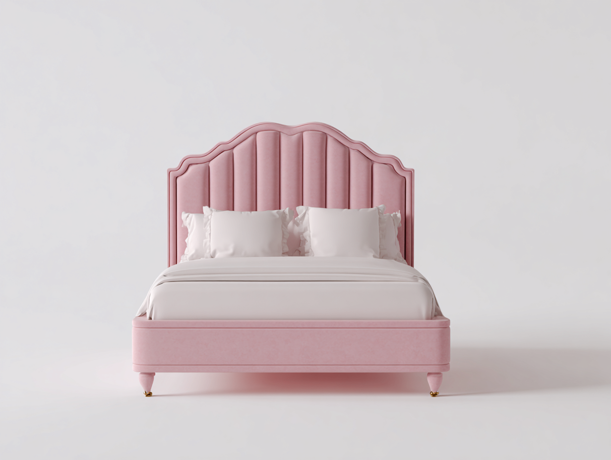 Letto matrimoniale imbottito per camera 210x170x135 cm - rosa - design classico-Zalenvastudio