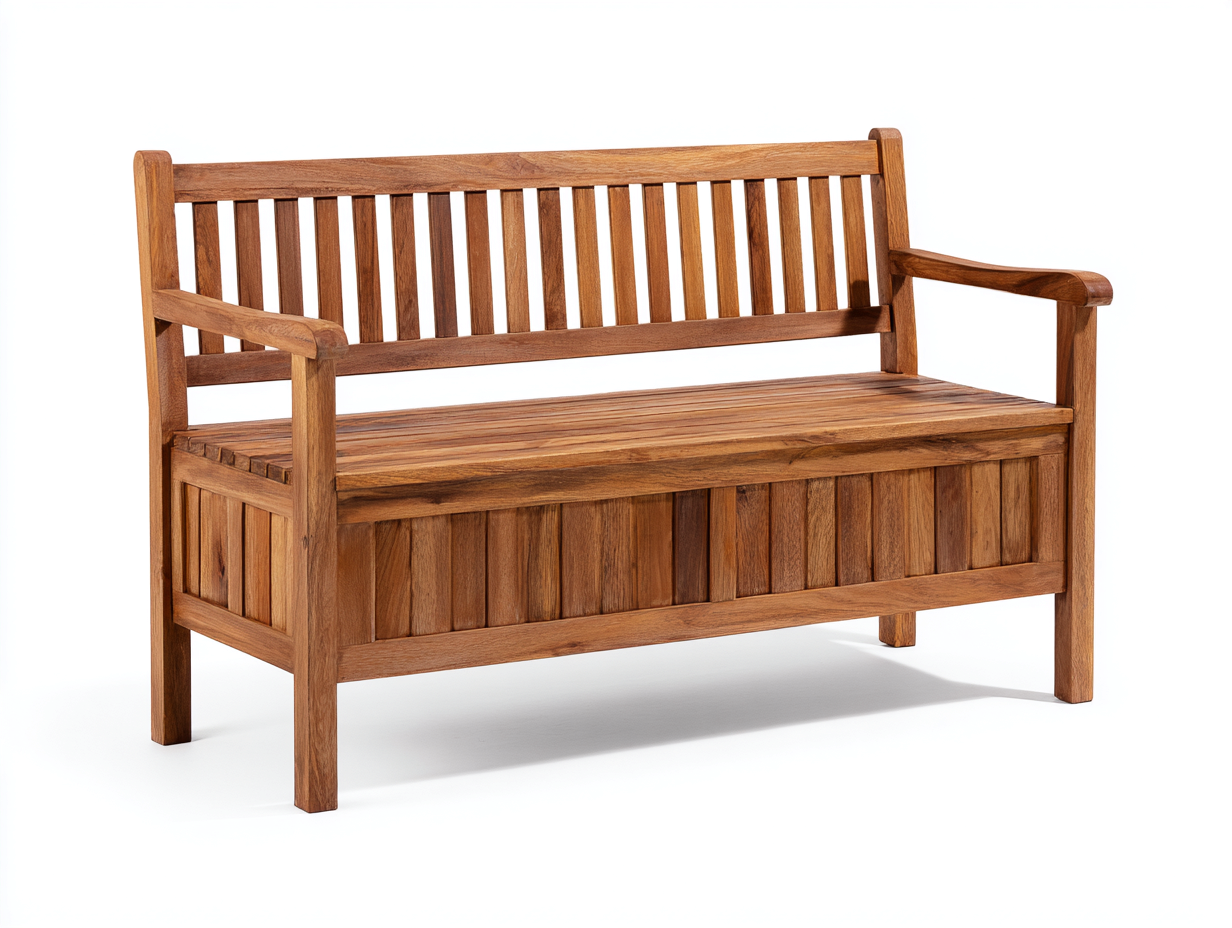 Banco de jardín de madera 125x58x88 cm - marrón - diseño clásico con almacenamiento-Novexystudio